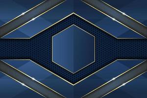 Modern Luxury Elegant Geometric Shape Blue with Gold Line Background and Hexagon Pattern vector