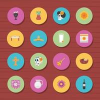 day of the dead, collection icons vector