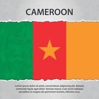 Cameroon flag on torn paper vector