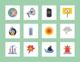 climate crisis icons vector