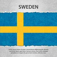 Sweden flag on torn paper vector