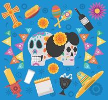 day of the dead, skulls vector