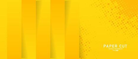 Abstract yellow gradient background in paper cut style. vector