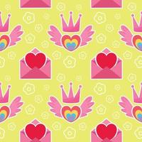 valentine seamless pattern cute stuffs design background vector