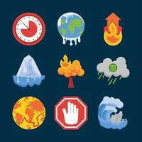 cambio climático, iconos vector