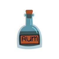 Bottle of rum. Strong alcoholic beverage. Vector illustration isolated