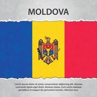 Moldova flag on torn paper vector