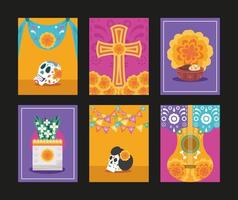 day of the dead, cards set vector