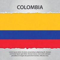 Colombia flag on torn paper vector