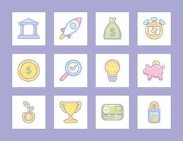 short term icon set vector