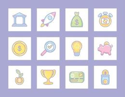 short term icon set vector