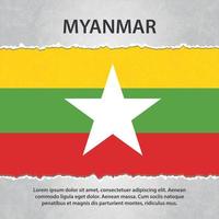 Myanmar flag on torn paper vector