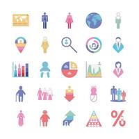 iconos de infografía de población vector