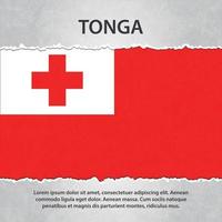 Tonga flag on torn paper vector