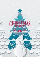 Christmas party with Paper art vector illustration