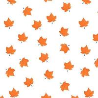 Autumn pattern. Seamless background with orange maple leaves. Vector illustration in cartoon style.