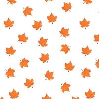 Autumn pattern. Seamless background with orange maple leaves. Vector illustration in cartoon style.