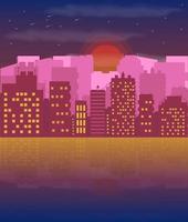 Building Illustration towards the evening. vector