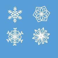 White snowflake icon set on blue vector