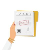 paid taxes form in woman hand vector