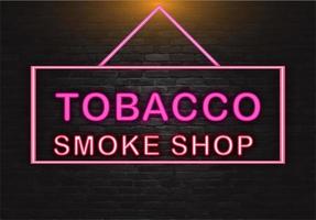 Tobacco smoke shop frame with glowing text vector