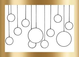 light bulbs garland of curtains or Christmas balls in a gold frame vector isolated background. For invitations and congratulations