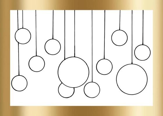 light bulbs garland of curtains or Christmas balls in a gold frame vector isolated background. For invitations and congratulations