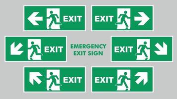 Emergency evacuation directions inside the building. safety sign emergency exit vector