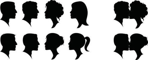 Conjunto de diseño en blanco moderno de cara de hombre y mujer vector