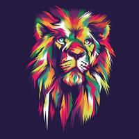 cabeza de león colorida estilo moderno del arte pop vector