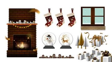 Merry Christmas and happy new year with decoration for christmas festival. vector