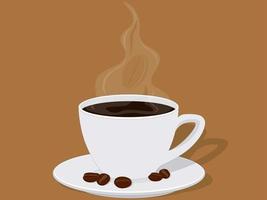 Taza de café negro aromático con ilustración de vector de vapor