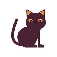 icono de estilo plano negro de gato de halloween vector