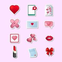 Valentine's Day Cute Sticker Set Collection vector