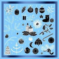 new year and Christmas set of vector doodle isolated elements.