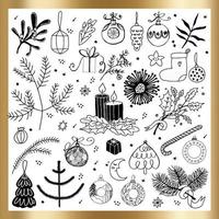 new year and Christmas set of vector doodle isolated elements.