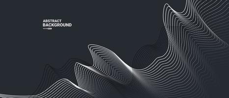 Black abstract background with wavy smooth lines. vector