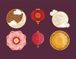 set chinese moon vector