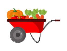 vegetables in wheelbarrow vector