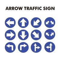 Arrow traffic sign blue background vector