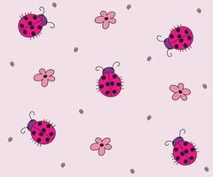 seamless doodle pattern with bugs and ladybugs vector