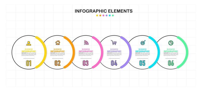 infografía de proceso plano lineal vector