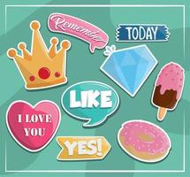 set of decoration stickers vector