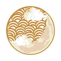 moon with clouds chinese vector