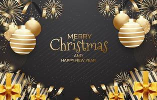 Luxury Merry Christmas with Ornament Background vector