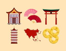 iconos de la cultura de asia vector