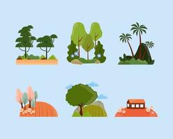 set of landscape vector