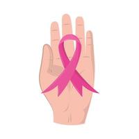 hand with pink ribbon vector