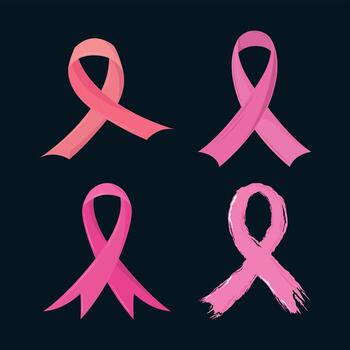 set of pink ribbon vector
