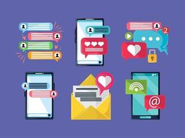 set of messaging icons vector